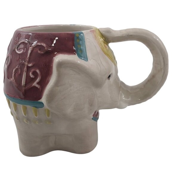 Pier 1 Imports Hand Painted Dolomite 14 Oz Elephant Mug - Picture 2 of 15